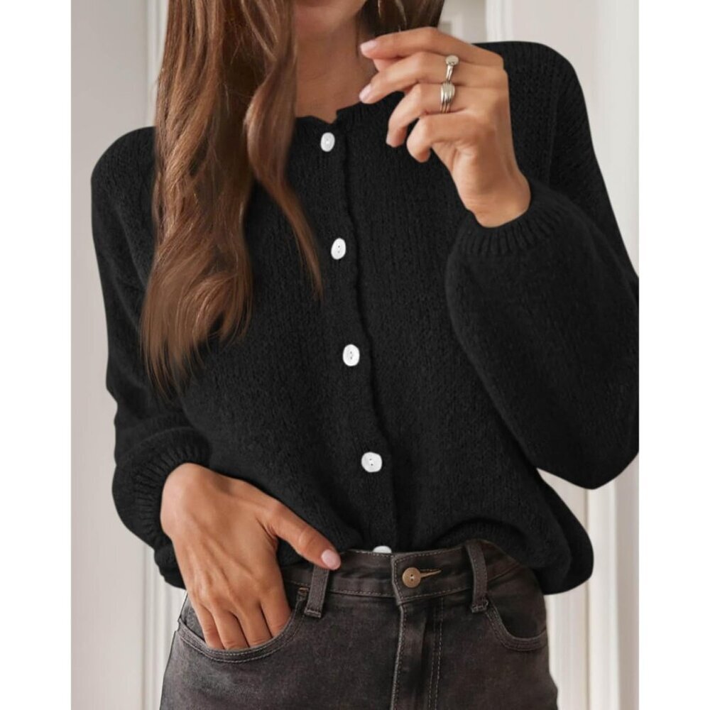 Women’s Knit Cardigan Long Sleeve Button Up Casual Outerwear - Picture 5 of 5